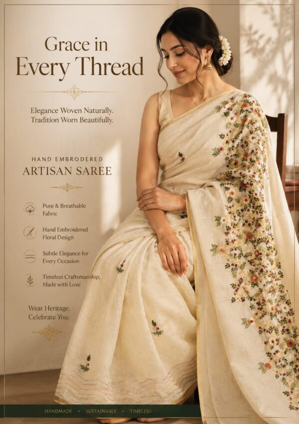 Pure Cotton Boolean Work Saree