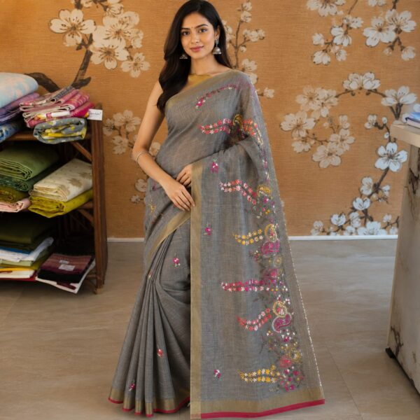 Linen saree